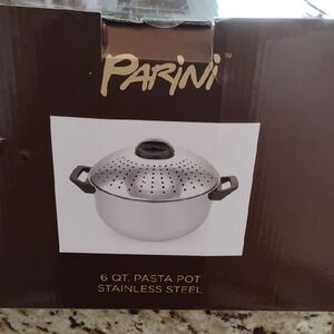 Parini 6 Qt Stainless Steel Pasta Pot with Strainer Lid - Silver